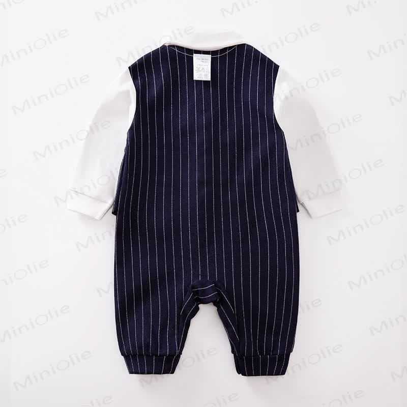 Baby Fake 2pcs Bow Striped Romper - image 2