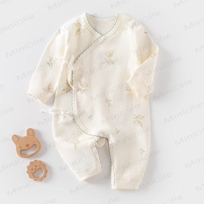 Baby Newborn Flower Cotton Romper - Beige - 3-6M - image 1