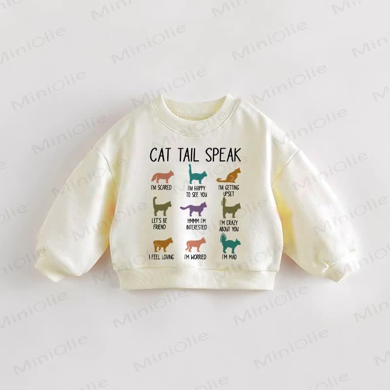 CAT TAIL SPEAK Baby Toddler Beige Sweatshirt - Cream - 3-5T - image 1