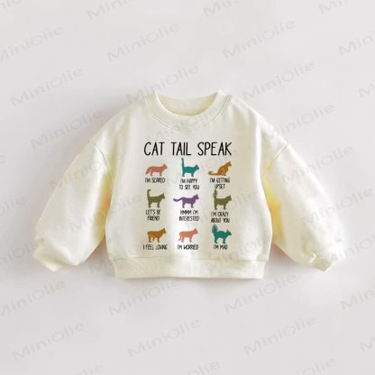CAT TAIL SPEAK Baby Toddler Beige Sweatshirt - Cream - 3-5T - image 1