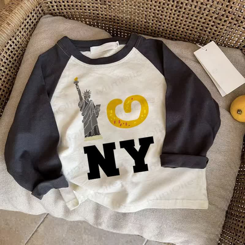 NY Baby Love Bagel Dark Gray Raglan Top - Drak Gray - 2-3T - image 1