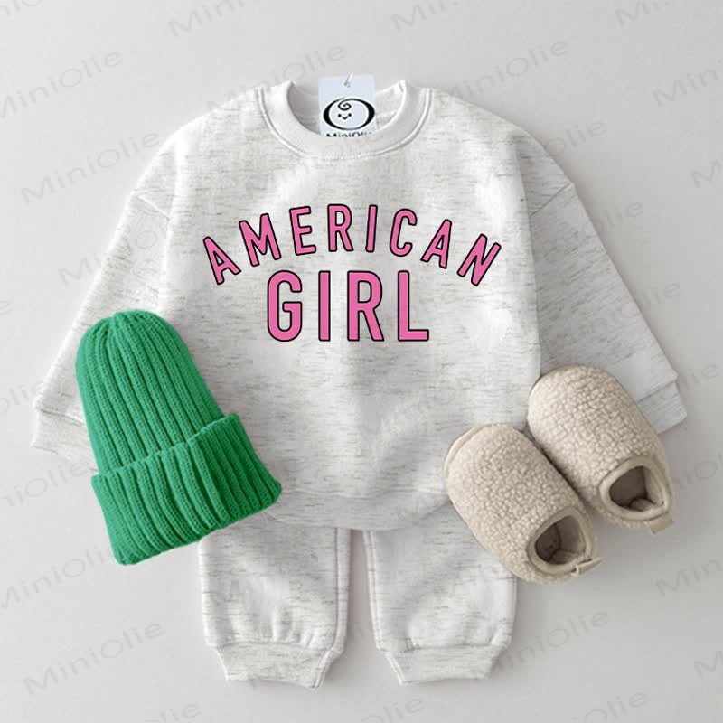 AMERICAN GIRL Baby Sweatshirt 2-piece Light Grey Set - Light Grey - 2-3T - image 1