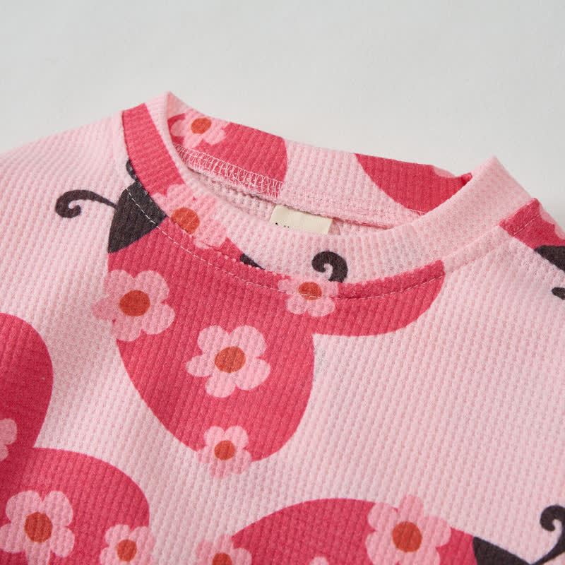  Baby Toddler Pink Floral Ladybug Sweatshirt 2-piece Set - image 5
