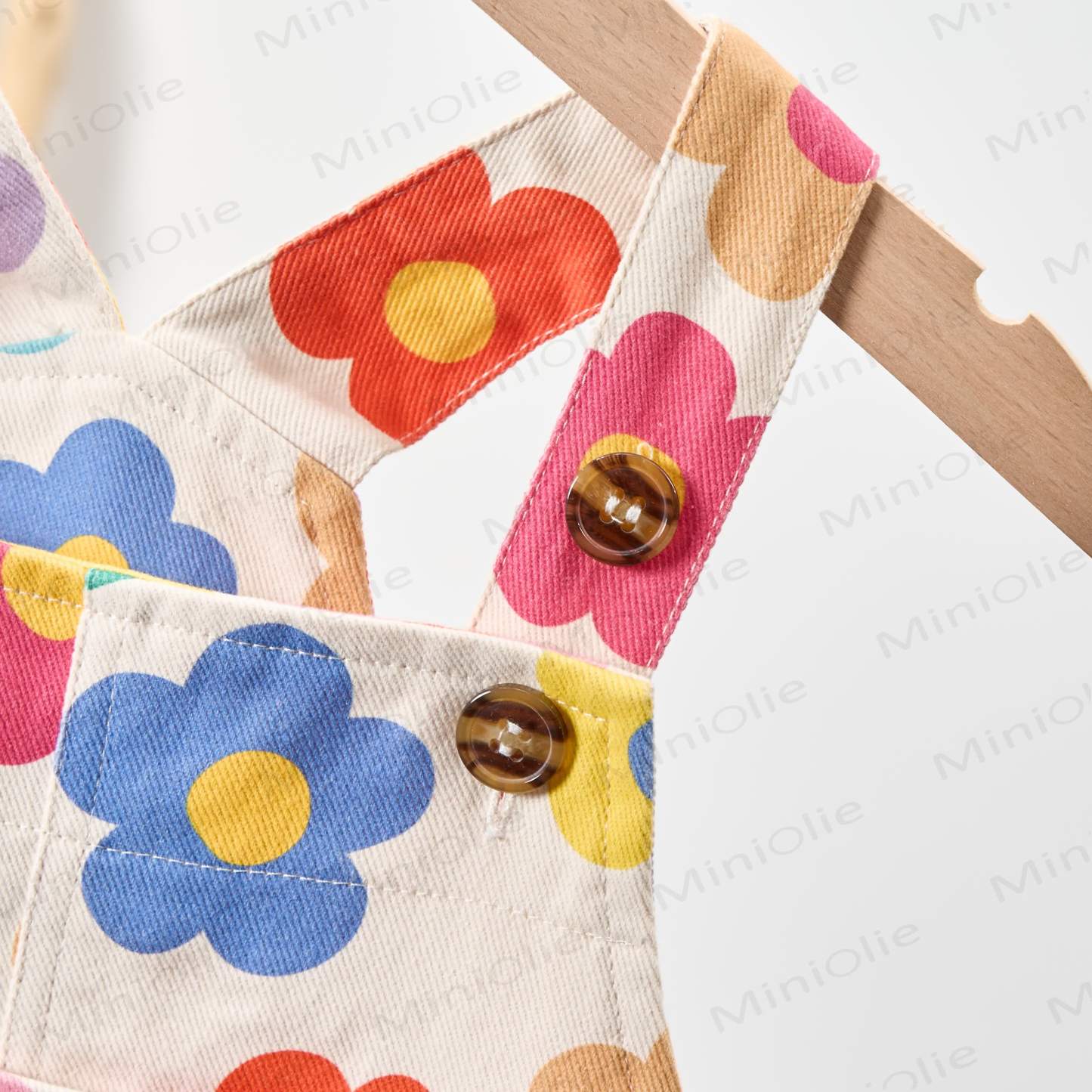 Baby Toddler Dopamine Flowers White Overalls - image 3