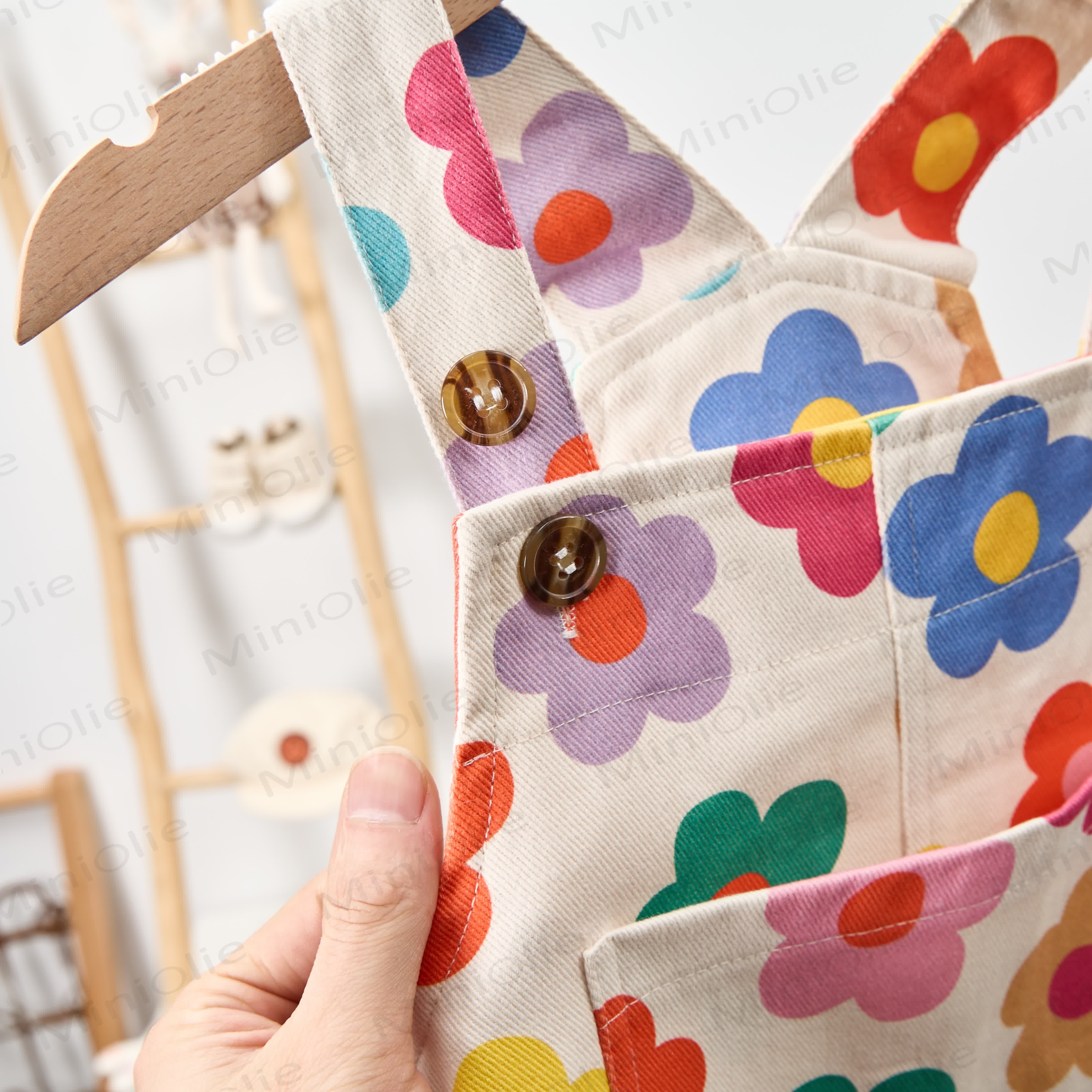 Baby Toddler Dopamine Flowers White Overalls - image 2