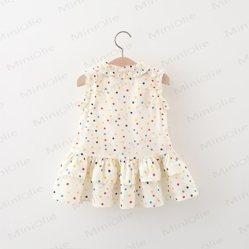 Baby Toddler Girl Bow Blue Plaid Flower/Beige Dot Dress  - image 3