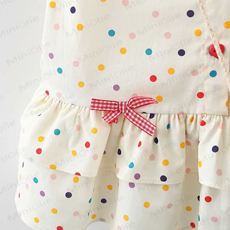 Baby Toddler Girl Bow Blue Plaid Flower/Beige Dot Dress  - image 7