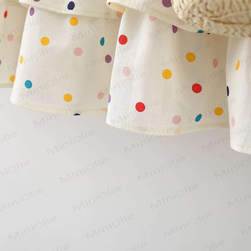 Baby Toddler Girl Bow Blue Plaid Flower/Beige Dot Dress  - image 12