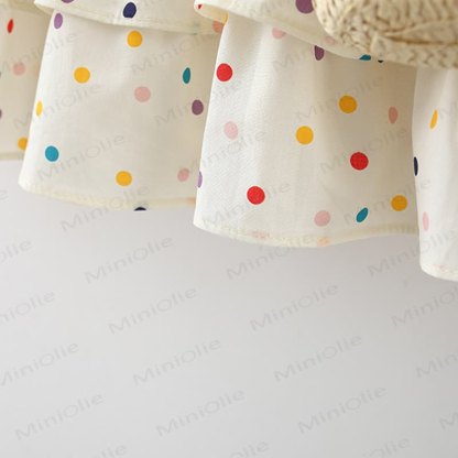 Baby Toddler Girl Bow Blue Plaid Flower/Beige Dot Dress  - image 12