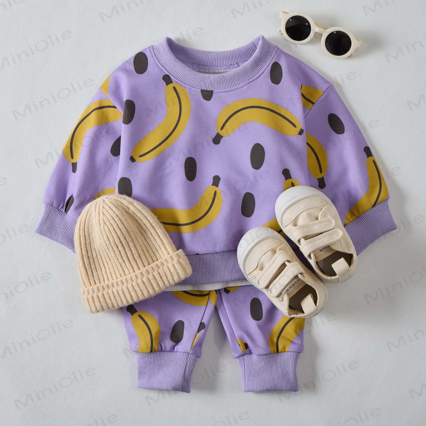 Baby Polka Dots Banana Purple Sweatshirt 2-piece Set - image 2