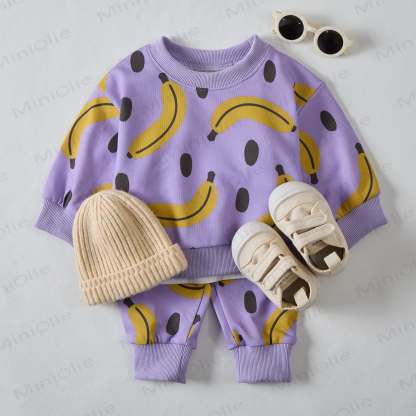 Baby Polka Dots Banana Purple Sweatshirt 2-piece Set - image 2