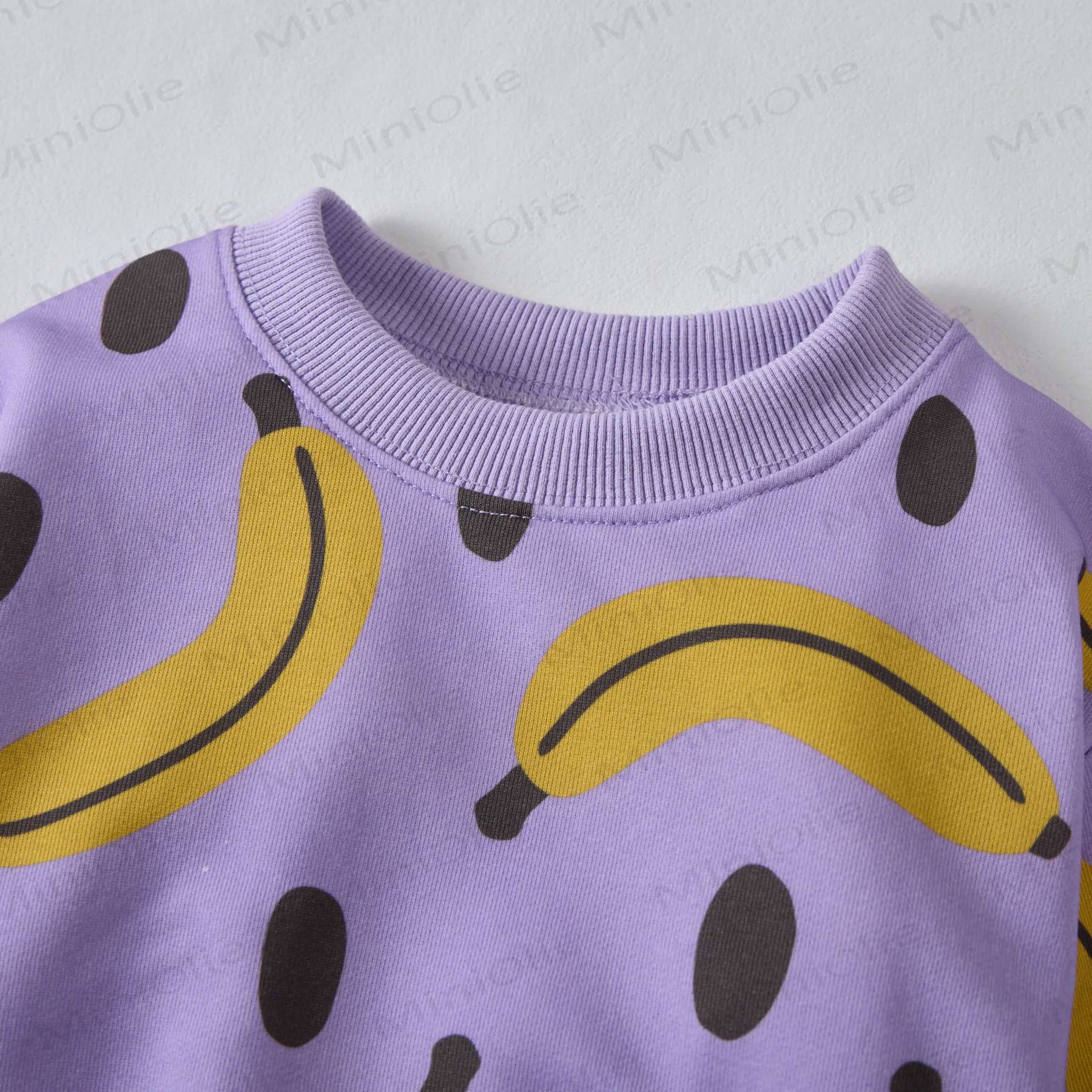 Baby Polka Dots Banana Purple Sweatshirt 2-piece Set - image 3