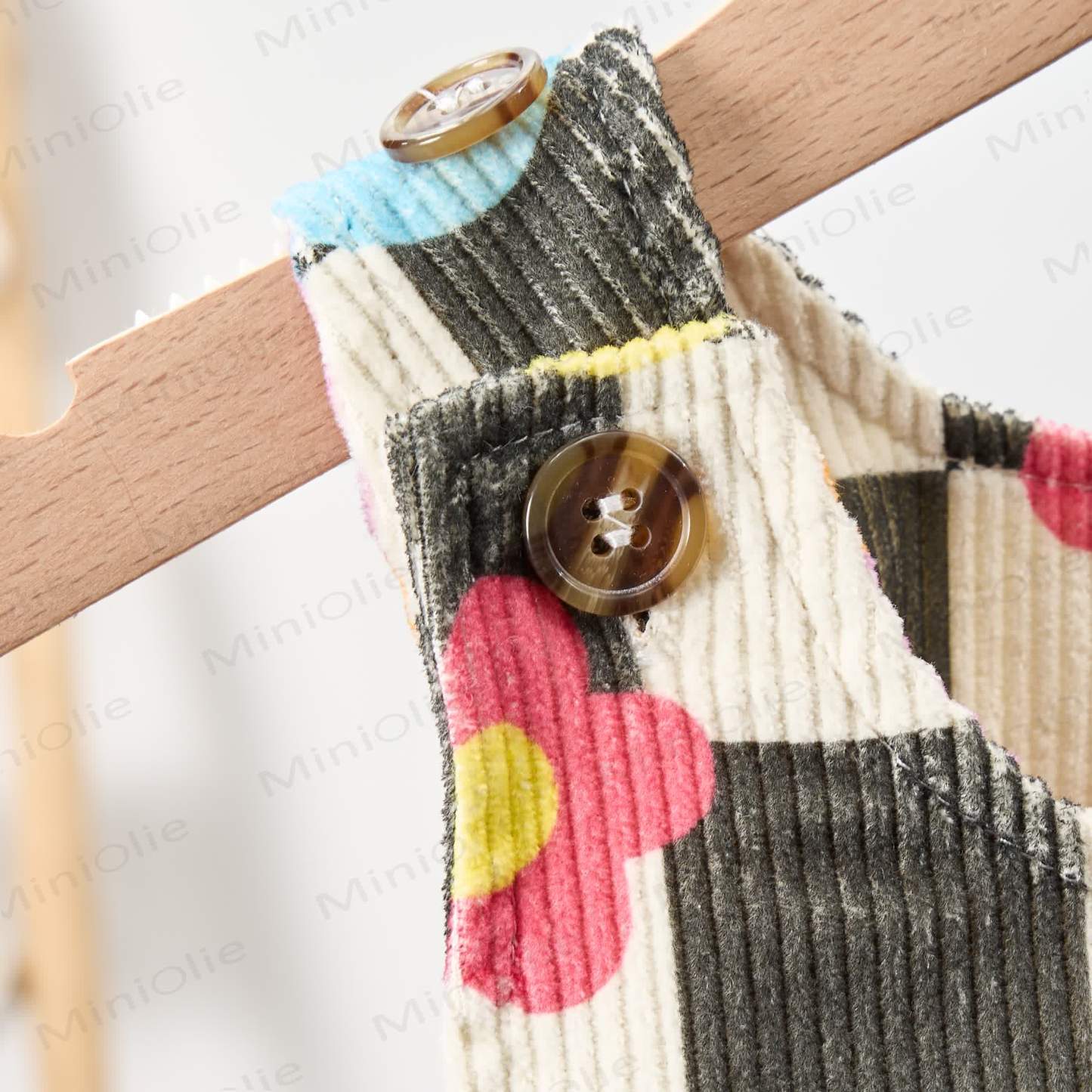 Baby Toddler Checkerboard Colorful Flowers Corduroy Overalls  - image 2