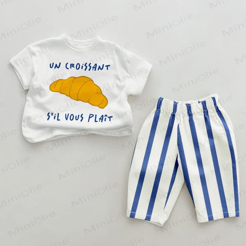 UN CROISSANT S'IL VOUS PLAÎT Baby 2-piece Blue Vertical Striped Set - White&Blue - 2-3T - image 1