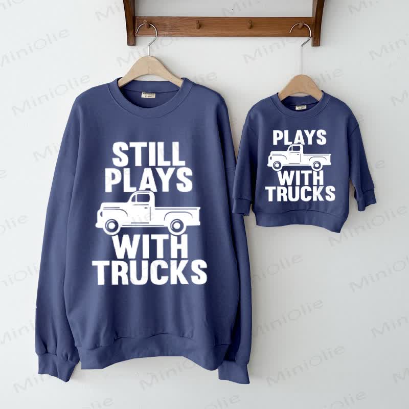STILL PLAYS WITH TRUCKS/PLAYS WITH TRUCKS Baby Family Casual Sweatshirt - Blue - Adult Sweatshirt: XL - image 1