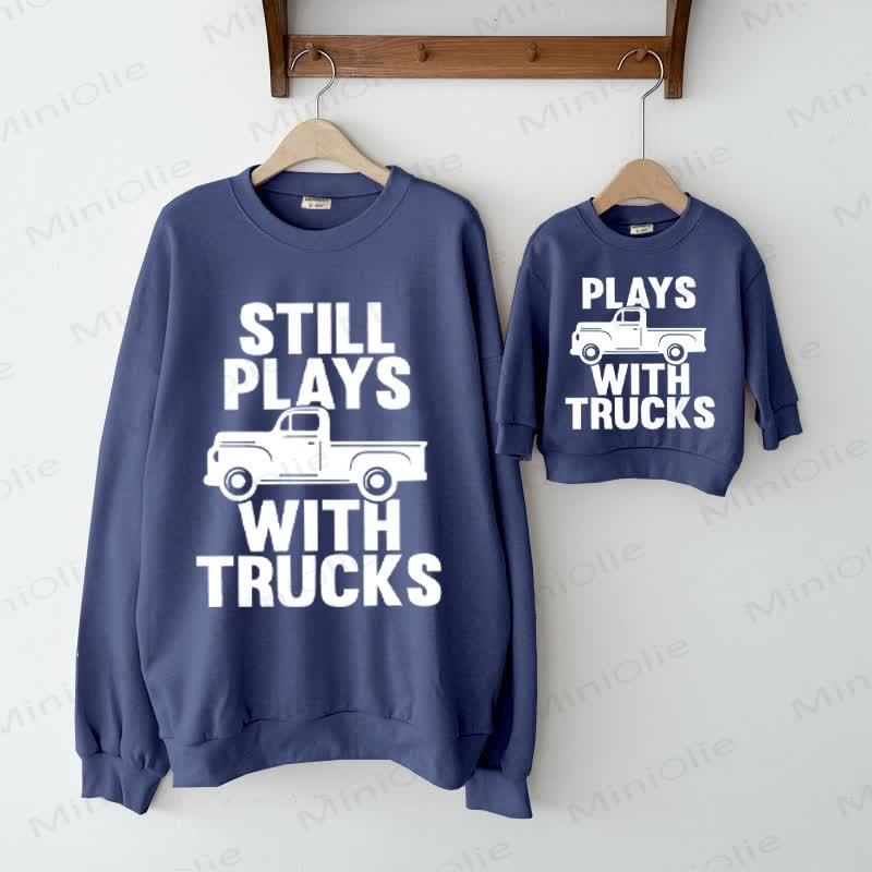 STILL PLAYS WITH TRUCKS/PLAYS WITH TRUCKS Baby Family Casual Sweatshirt - Blue - Adult Sweatshirt: XL - image 1
