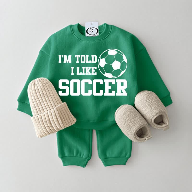 I'M TOLD I LIKE SOCCER Baby Sweatsuit 2-piece Set - Green - 2-3T - image 3