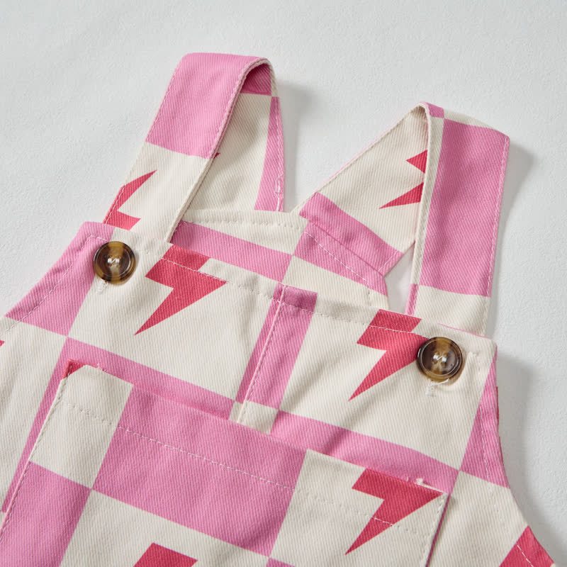 Baby Toddler Pink Checkerboard Lightning Overalls - image 4