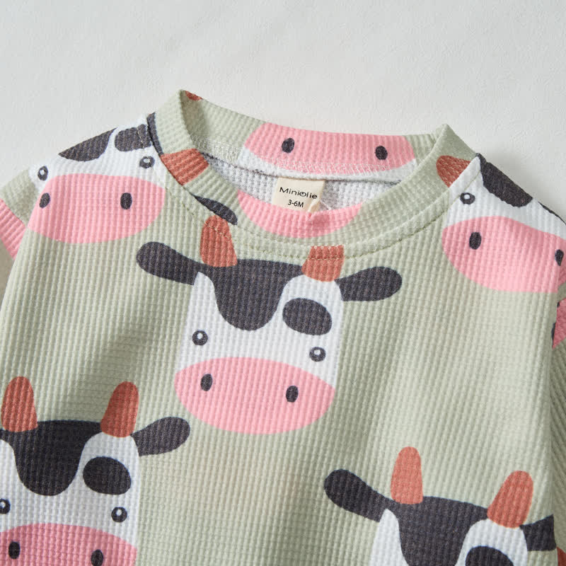 Baby 2-piece Cow Green Waffle Set - image 4