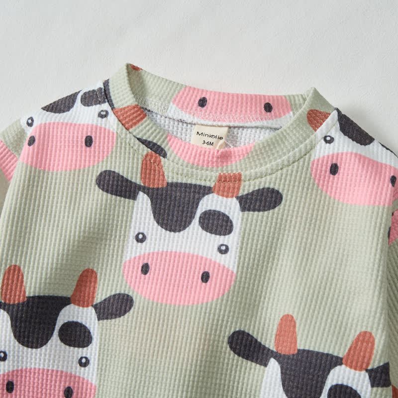 Baby 2-piece Cow Green Waffle Set - image 4