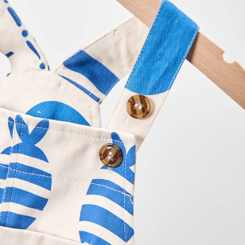 Baby Toddler White Ocean Animal Woven Overalls  - image 4