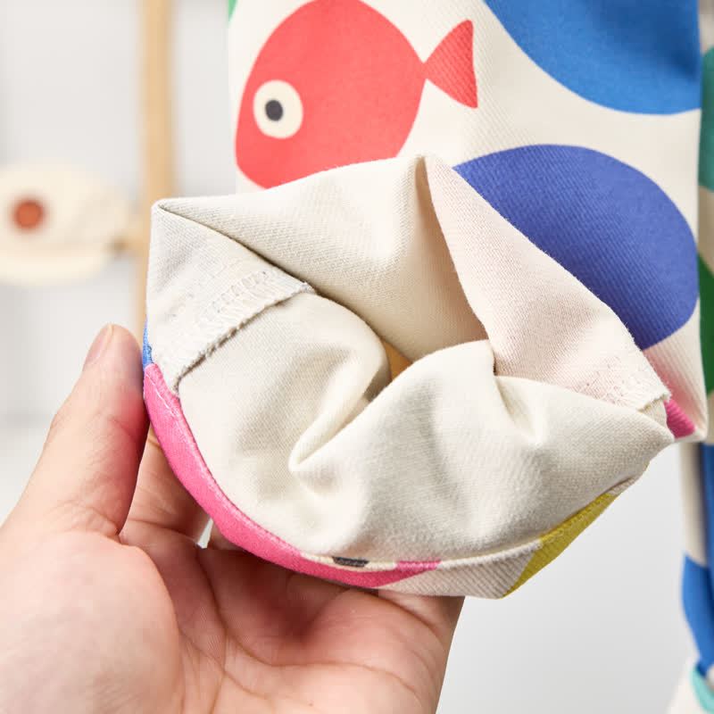 Baby Toddler White Multicolor Fish Woven Overalls  - image 6