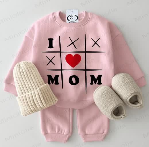 I ❤ MOM Baby Pink Sweatshirt 2-piece Set - Pink - 2-3T - image 1
