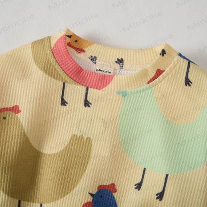 Baby Waffle Colored Hen Sweatshirt 2-piece Set - image 2