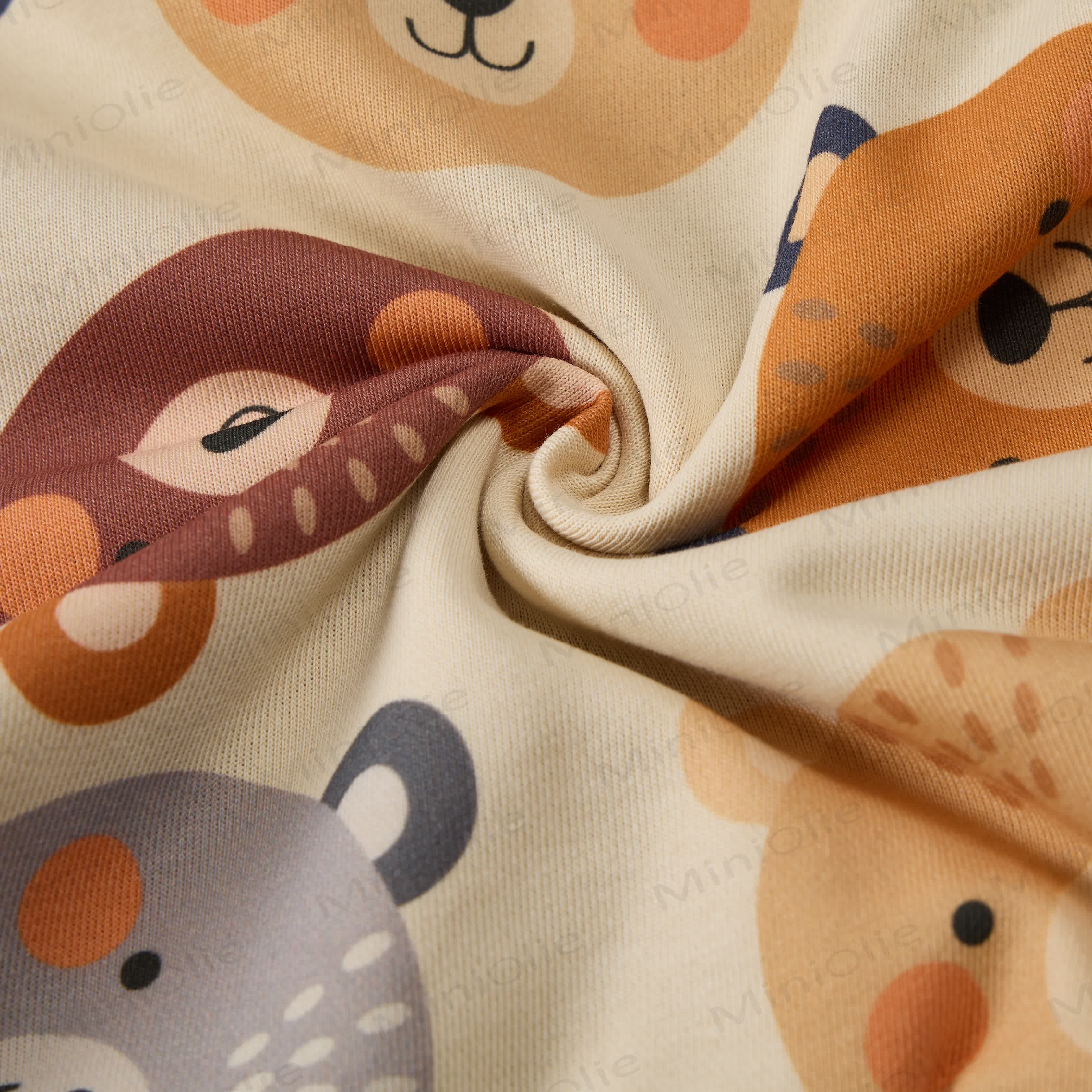 Baby Multicolor Bear Heads Sweatshirt 2-piece Beige Set - image 5