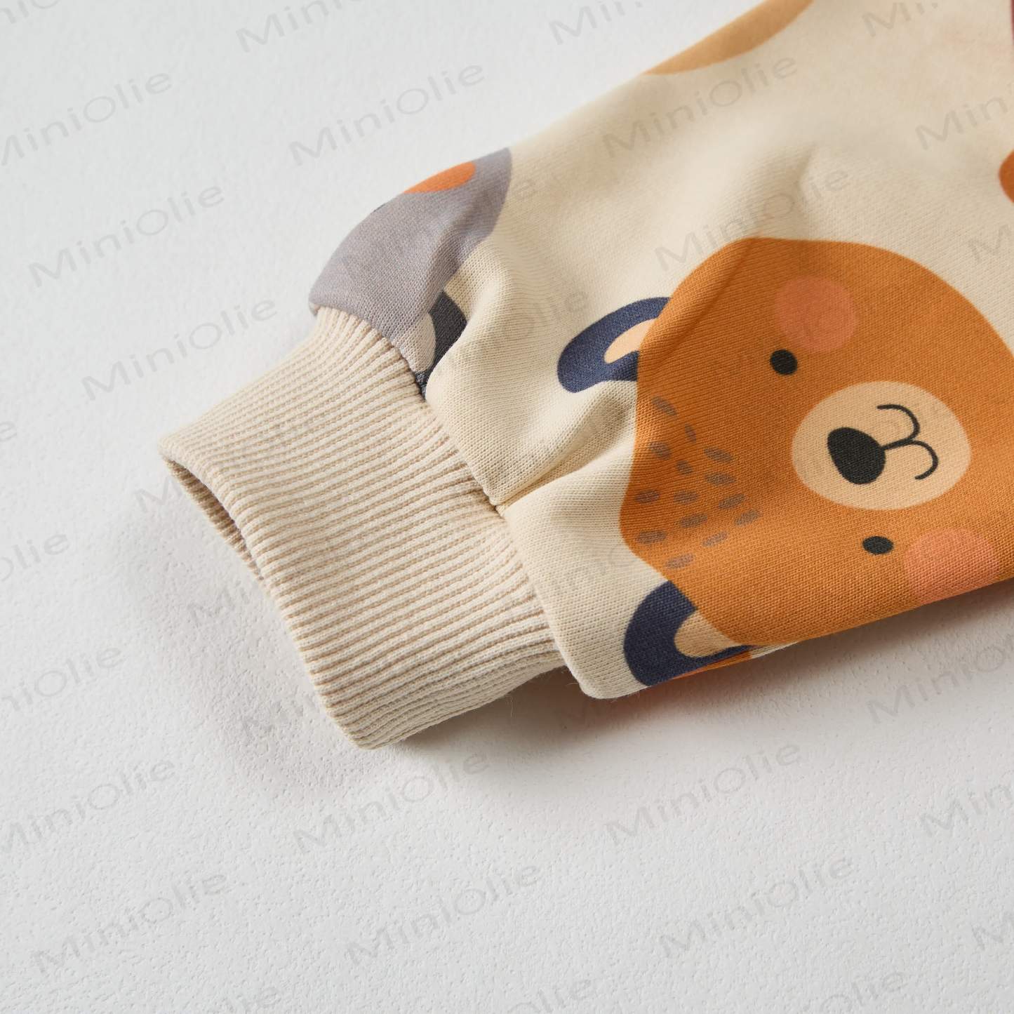Baby Multicolor Bear Heads Sweatshirt 2-piece Beige Set - image 3