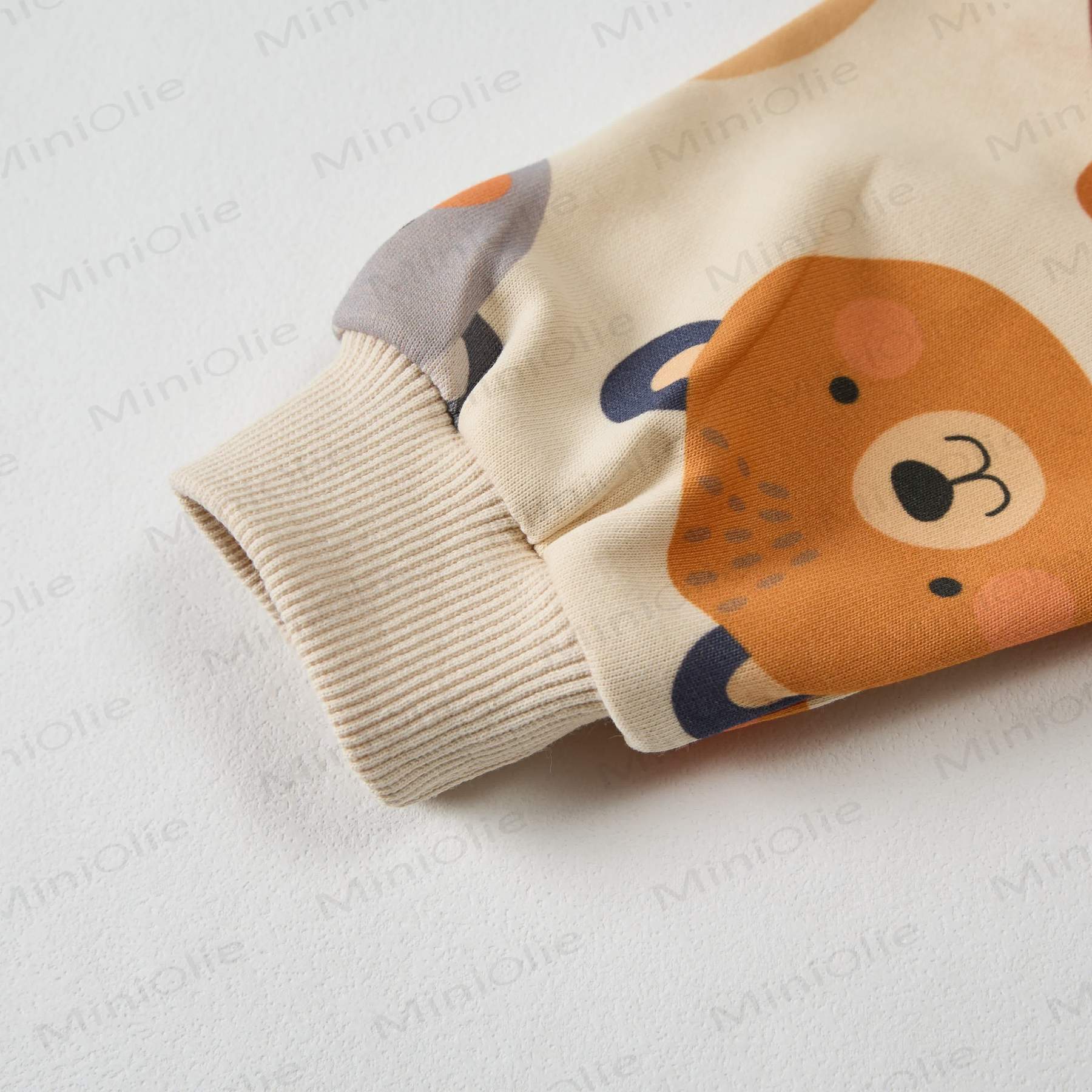 Baby Multicolor Bear Heads Sweatshirt 2-piece Beige Set - image 3