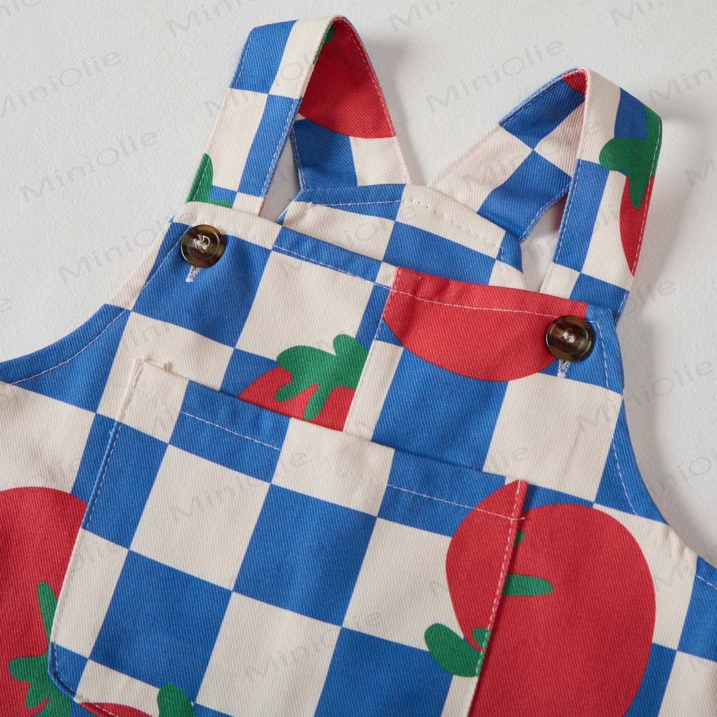 Baby Toddler Checkerboard Tomatoes White Overalls - image 2
