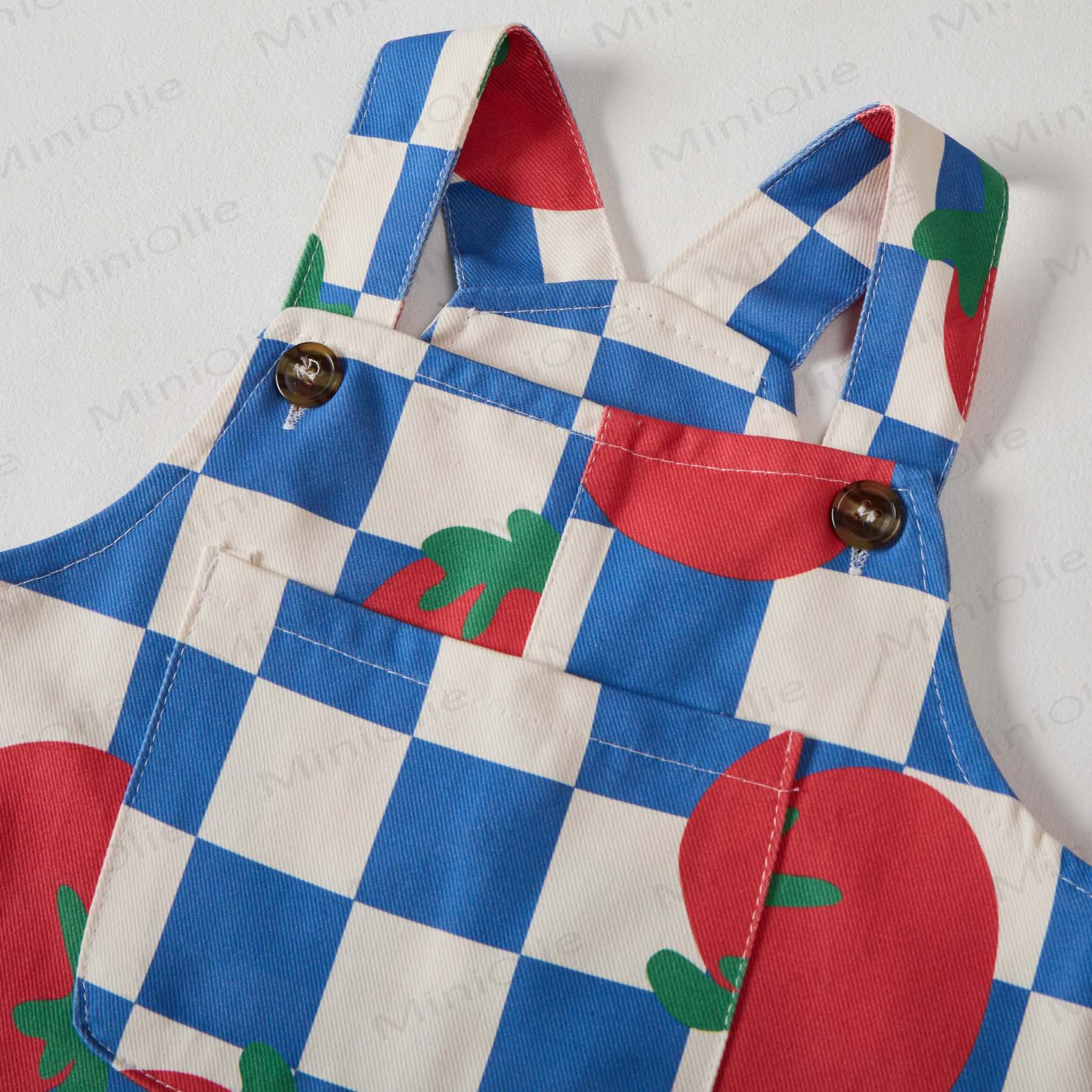 Baby Toddler Checkerboard Tomatoes White Overalls - image 2