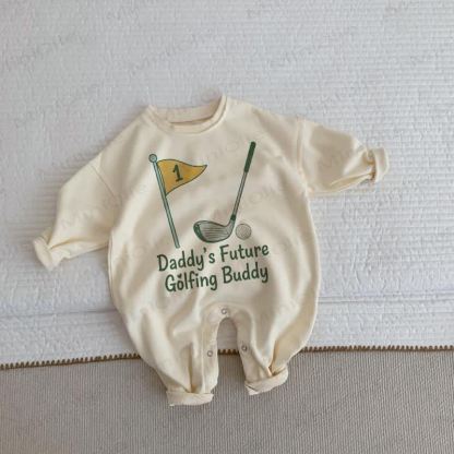 DADDY'S FUTURE GOLFING BUDDY Baby Beige Romper - Beige - 2-3T - image 1