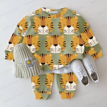 Baby Waffle Lion Sweatshirt 2-piece Set - Green - 18-24M - image 1