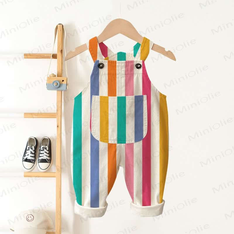 Baby Toddler Colorful Stripes Overalls - Colorful - 3-5T - image 1