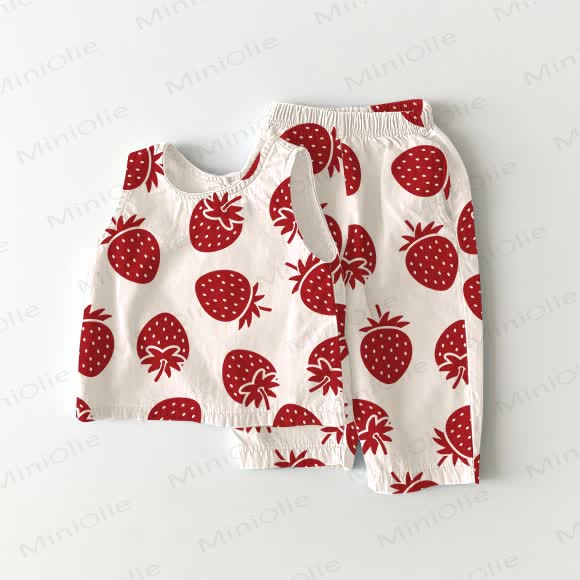 Baby 2-Piece Strawberry Sleeveless Set - Beige - 2-3T - image 1