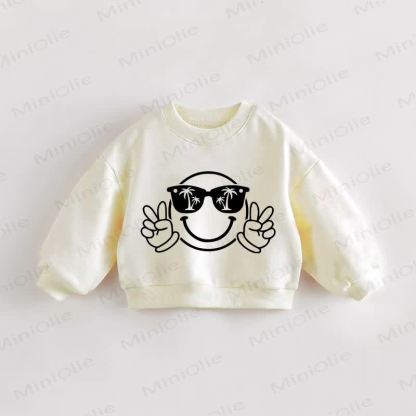 Baby Toddler Cool Smile Face Beige Sweatshirt - Cream - 3-5T - image 1