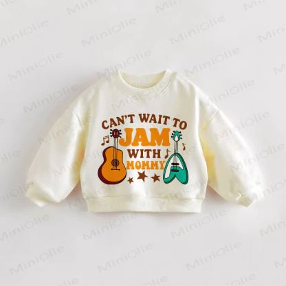 CAN'T WAIT TO JAM WITH MOMMY Baby Toddler Beige Sweatshirt - Cream - 3-5T - image 1