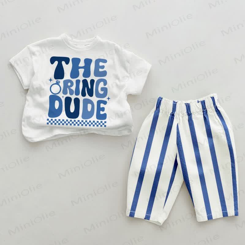 THE RING DUDE Baby Striped 2-piece Set - White&Blue - 2-3T - image 1