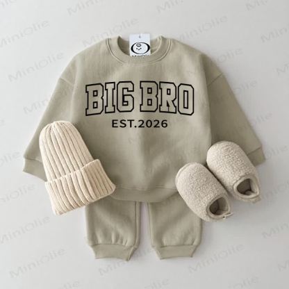 BIG BRO/BIG SIS EST.2026 Baby Sweatshirt 2-piece Grey Green Set - Grey Green - 2-3T - image 1
