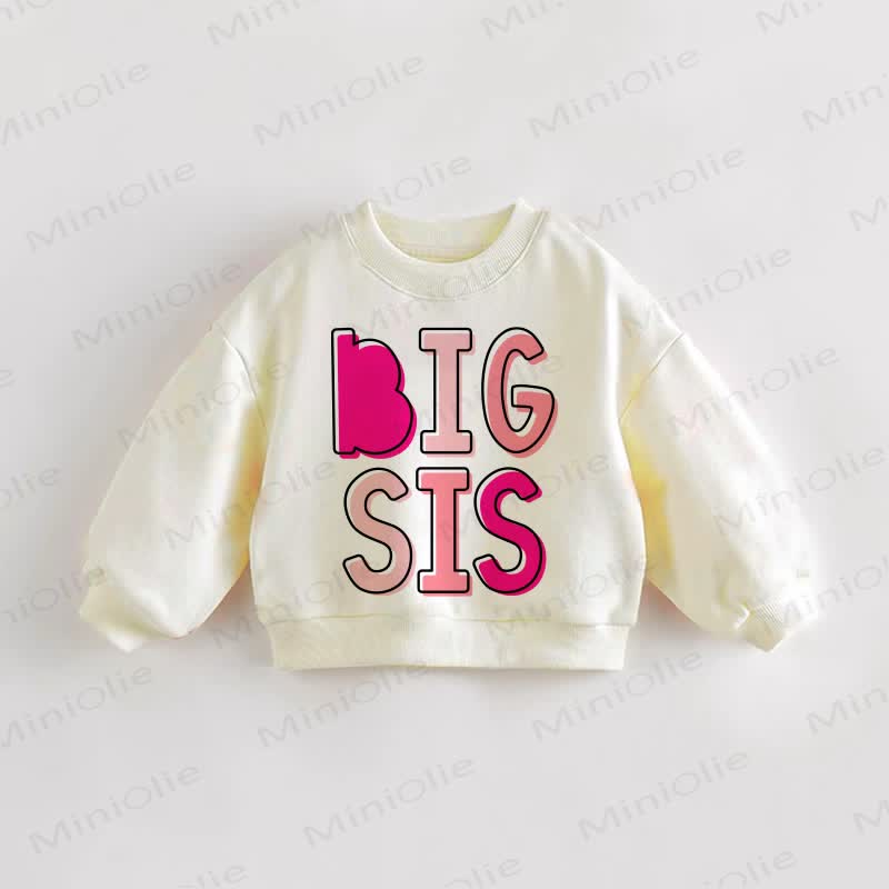 BIG BRO/SIS LIL BRO/SIS Baby Toddler Beige Sweatshirt - BIG SIS - 3-5T - image 2