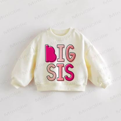 BIG BRO/SIS LIL BRO/SIS Baby Toddler Beige Sweatshirt - BIG SIS - 3-5T - image 2