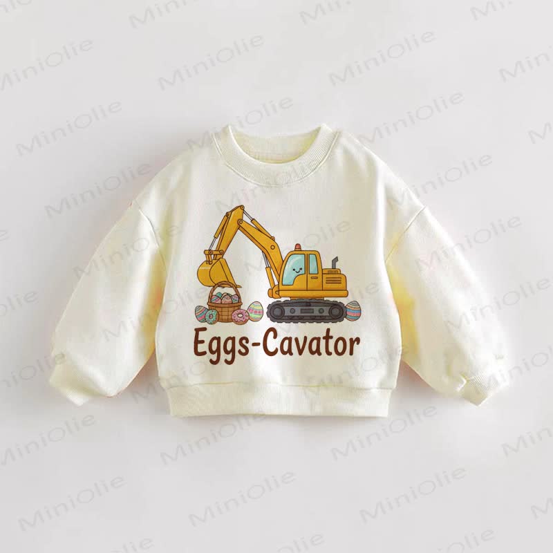 EGGS-CAVATOR Baby Toddler Beige Sweatshirt - Cream - 3-5T - image 1