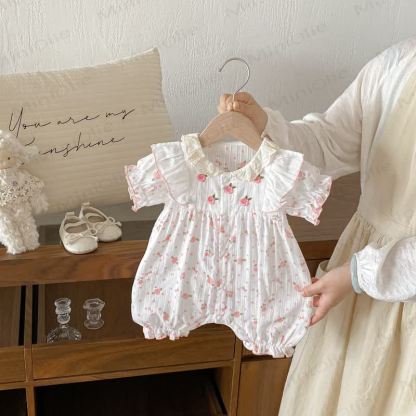Baby Floral Ruffled  Romper - Short Sleeves - 18-24M - image 9
