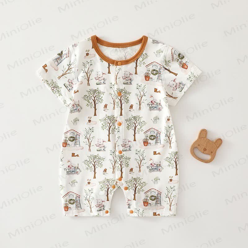 Baby Aniaml Short Sleeves Romper - Brown - 18-24M - image 3