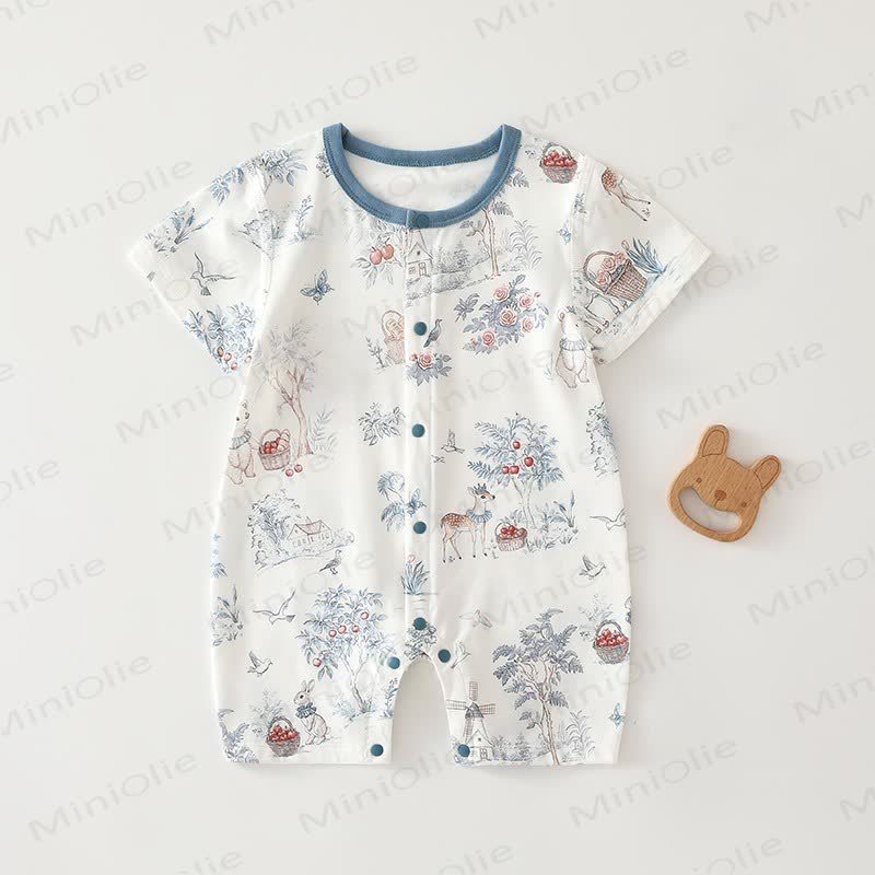 Baby Aniaml Short Sleeves Romper - Blue - 18-24M - image 1