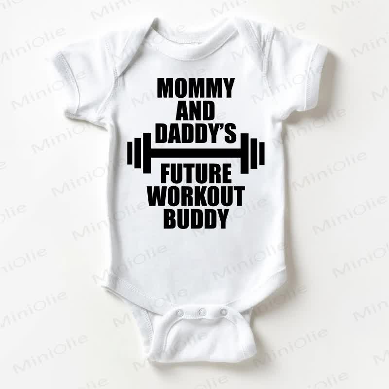 MOMMY AND DADDY'S FUTURE WORKOUT BUDDY Baby White Bodysuit - White - 18-24M - image 1