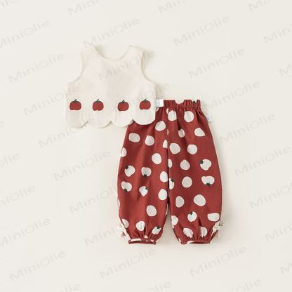Toddler Girls' Tomato Tank and Pants Set - Apricot&Red - 8Y - image 1