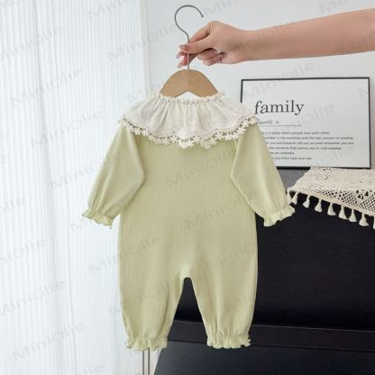 Baby Floral Embroidered Green Romper - image 2